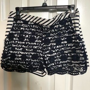 Blu Pepper Striped Lace Shorts